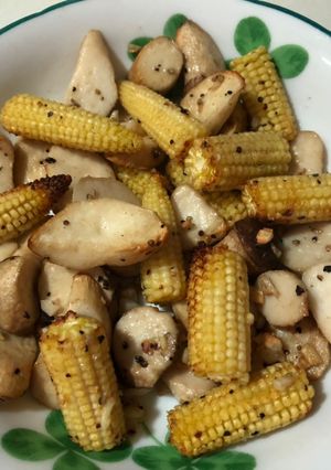 氣炸 杏鮑菇 玉米筍 的食譜成品照片