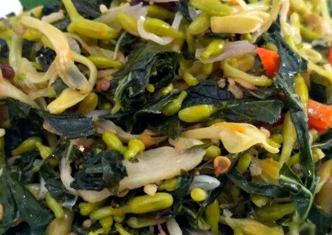 Resep Tumis Kembang Pepaya Daun Singkong Teri oleh Donna Panggabean