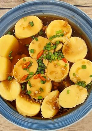 Hình của món Đậu non hấp xì dầu.