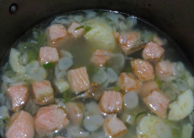 Bagaimana Membuat sup salmon tofu simple, Lezat