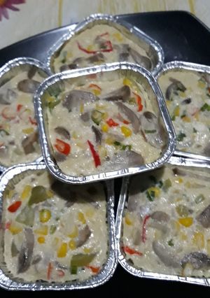 Foto resep Judul : pepes jamur merang jagung manis tomat hijau