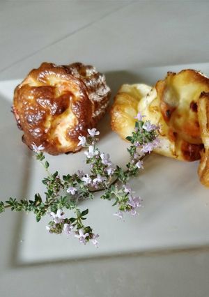 A picture of Cannelés with Fresh Salmon and Thyme.