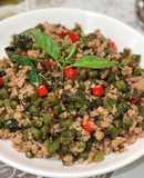 Thịt heo xào đậu cô ve kiểu Thái (Thai pork, green bean stir fry)
