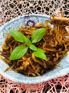 Hình của món Ruốc nấm đùi gà chay.