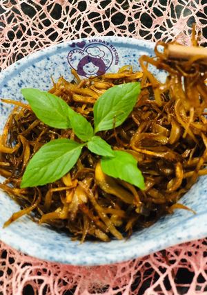 Hình của món Ruốc nấm đùi gà chay.