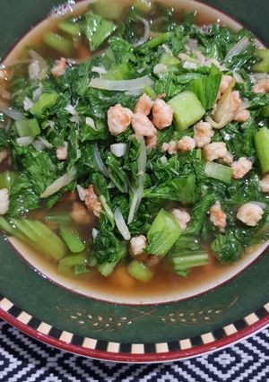 Foto resep Sawi hijau tumis udang prihatin :D