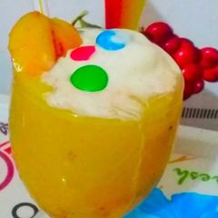 A picture of Poha mango peach smoothie.