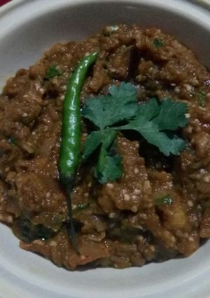 A picture of Baingan bharta.
