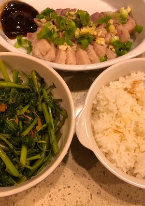 臨時起意食譜：清蒸三層肉＋xo炒青菜 的食譜成品照片