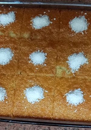 A picture of Basbousa Cake (Ravani Cake).