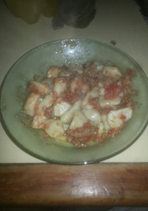 Una foto de Ñoquis de papa con salsa boloñesa