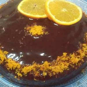 Bizcocho de naranja en microonda con cobertura de chocolate