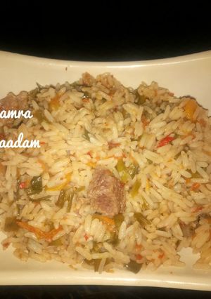 A picture of Veggies jollofrice.