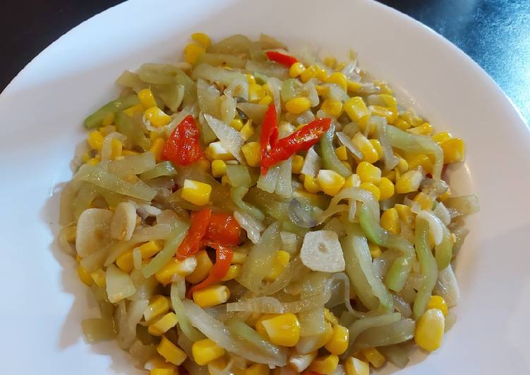 makanan Tumis labu siam jagung manis🌽 Jadi, Sempurna