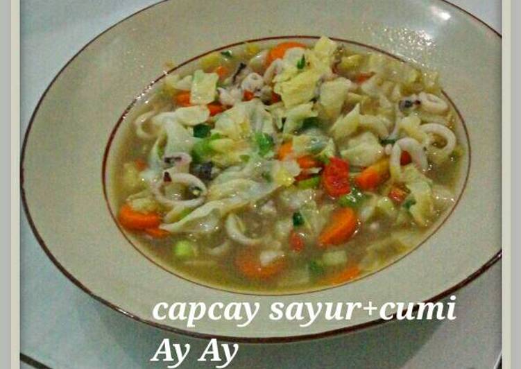 Cara mudah meracik Capcay sayur+cumi Lezat