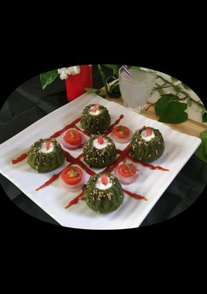 A picture of Green Dhokla.