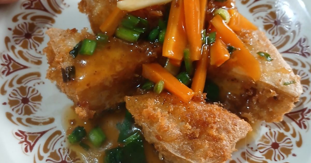 Tahu Goreng (tanpa telur) dengan Saus Wortel