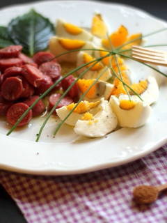 Una foto de Keto - Huevos con Salchicha de Pollo a la Pimienta
