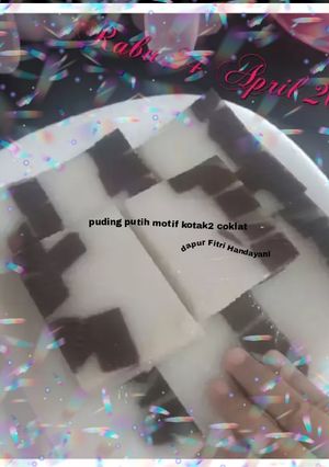 Foto resep Puding putih motif kotak2 coklat