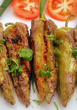 A picture of Besan Stuffed Mirchi.