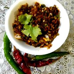 A picture of Mizoram Style Hmarcha Rawt Roasted Green Chilli Chutney.