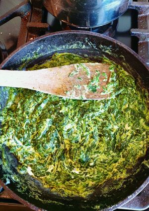A picture of My creamy garlic spinach.