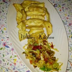 Sweet potatoes with cabbage sauce A picture of Sweet potatoes with cabbage sauce.