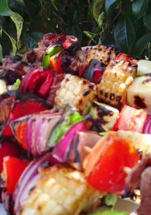 Una foto de Brochetas de res