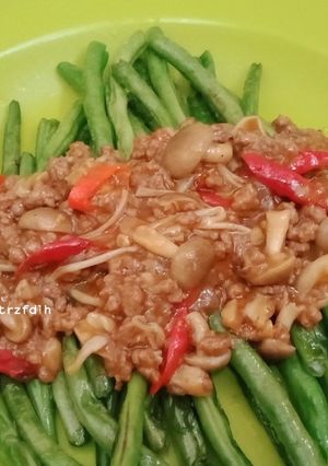 Foto resep Tumis Buncis Daging Cincang dengan Jamur