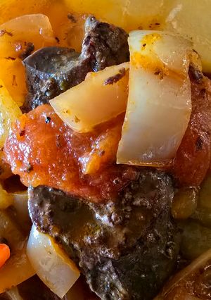 Lecsós pirított pulykamáj recept fotója