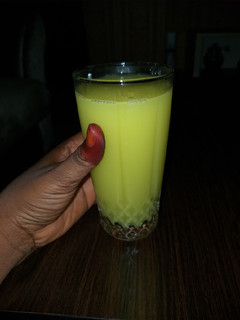 A picture of Ginger and cucumber juice.