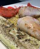 Pollo asado con verduras