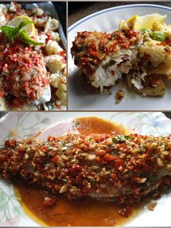 Фото Рыба с овощами в духовке.