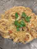 Arroz con aros de calamar y langostinos en 30 minutos