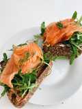 Salmon and Garlic Cream Cheese Open Sourdough Sandwich