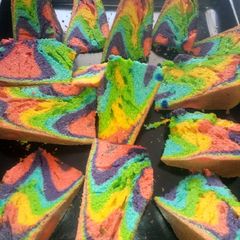 A picture of Rainbow cake.