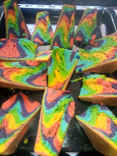 A picture of Rainbow cake.