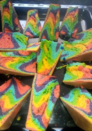A picture of Rainbow cake.