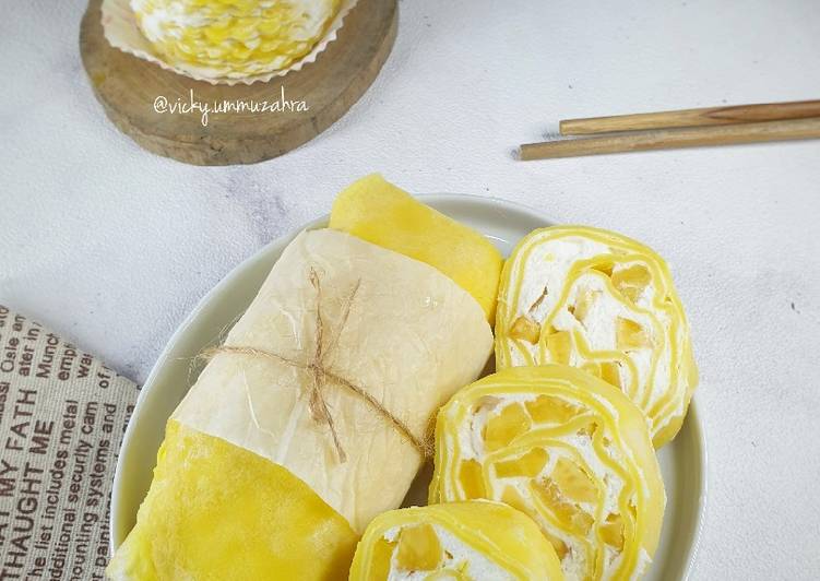 Resep Jackfruit Towel Roll Crepe Cake, Sempurna