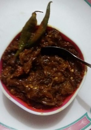 A picture of Baingan ka bharta.