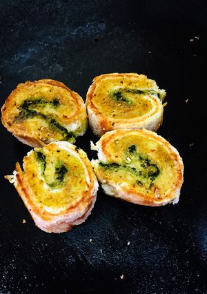 A picture of Bread pinwheels with cheese.