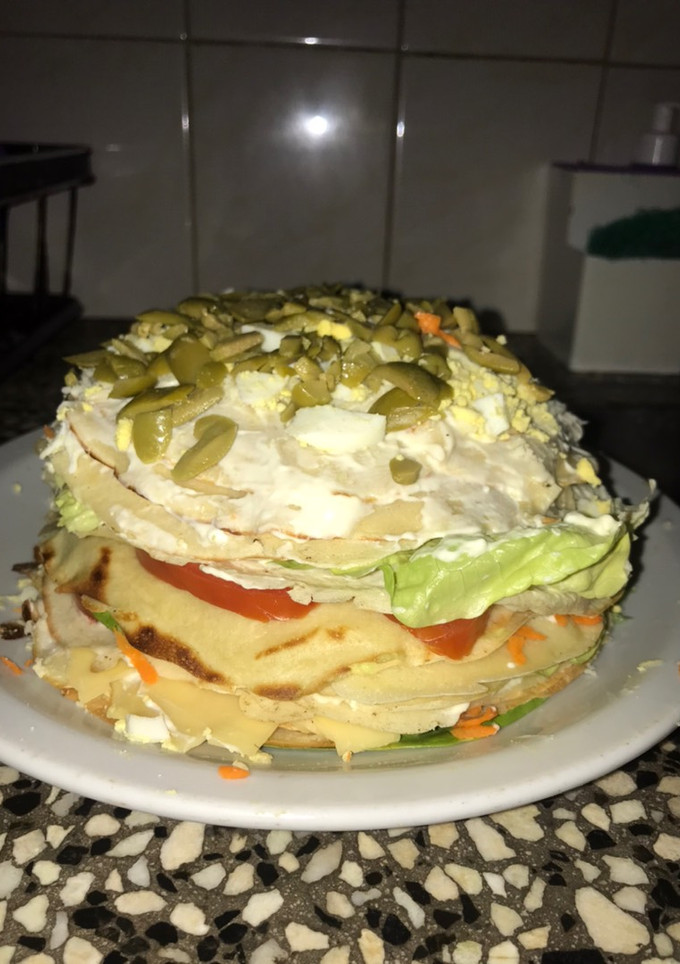 Una foto de Torre de panqueques vegetariana