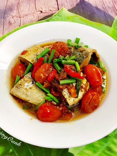 Hình của món Cá Thu Nhật Kho Cà Chua Bi.