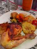Pollo a la mostaza con verduras