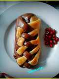 Banana and chocolate filled  double colored braided bread