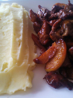 A picture of Sweet pork and apple sauce.