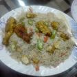Steam chicken with vegetable fried rice