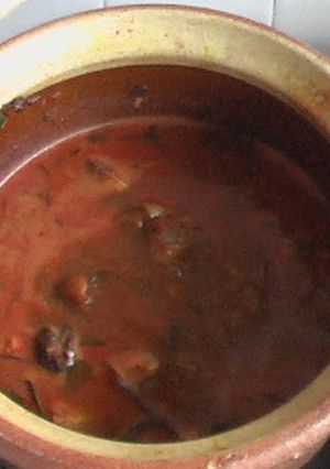 A picture of Kerala Style Claypot Red Fish Curry.