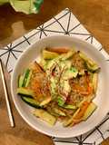 ☆Nouilles de Patates Douces Sautées aux Légumes Croquants, Sauce Yuzu et Beurre de Cacahuète☆