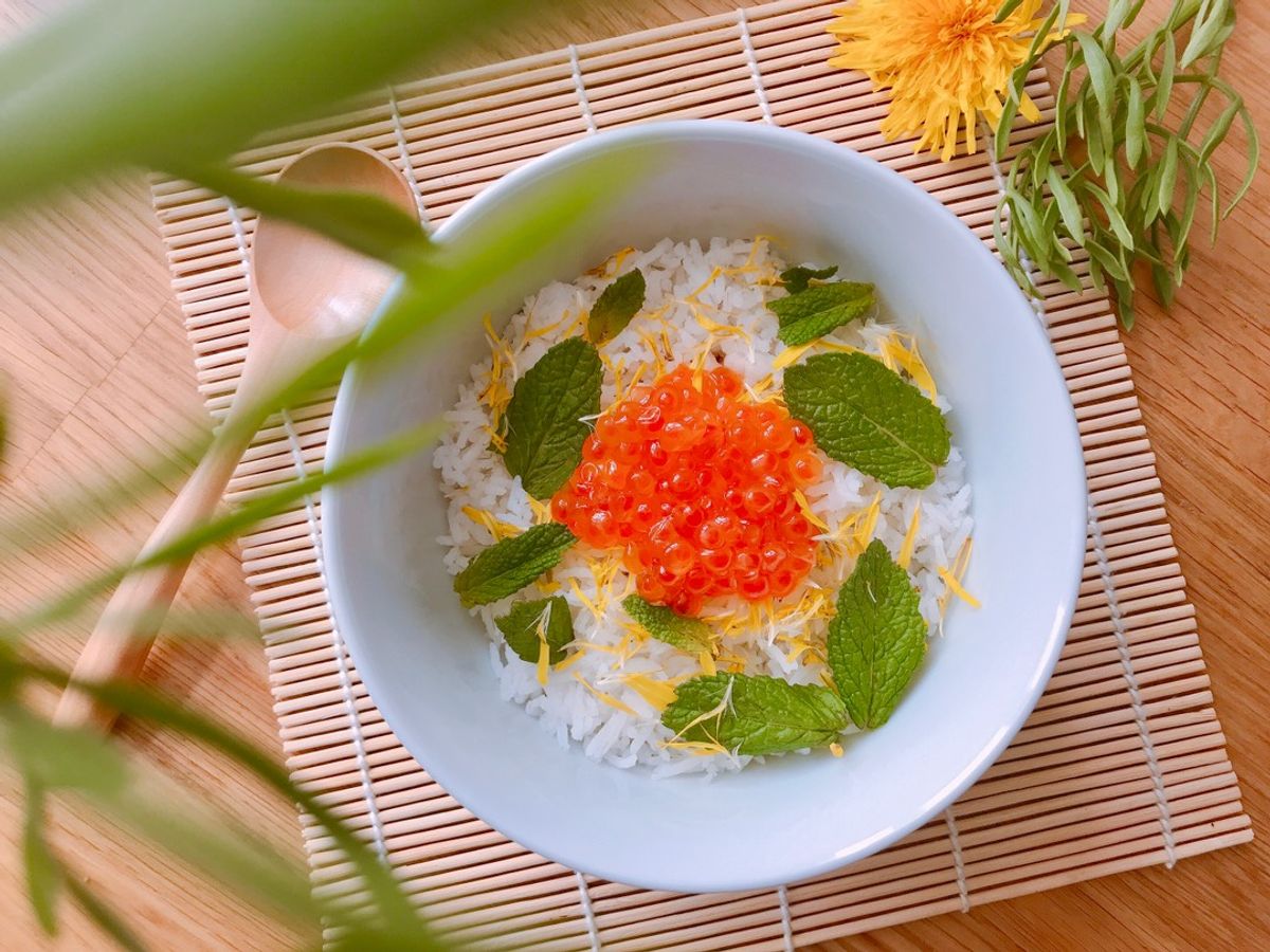 Trứng Cá Hồi Muối & Cơm Trộn Hoa Bồ Công Anh
